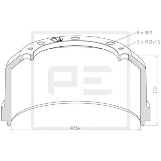 Bremstrommel Bremsengröße 364 x 160 passend für MERCEDES-BENZ