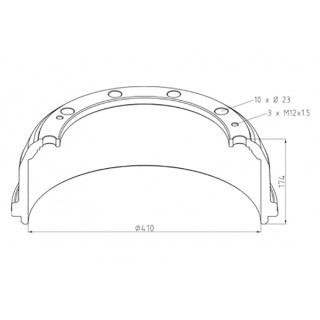 Bremstrommel Bremsengröße 410 x 125 passend für MERCEDES-BENZ