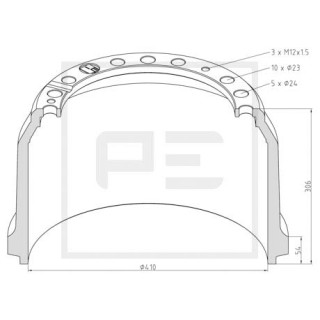 Bremstrommel Bremsengröße 410 x 220 passend für MERCEDES-BENZ