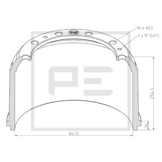 Bremstrommel Bremsengröße 410 x 220 passend für MERCEDES-BENZ