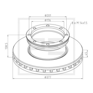 Bremsscheibe Ø 377 E1 90R-02 C0236/0006 passend für MERCEDES-BENZ