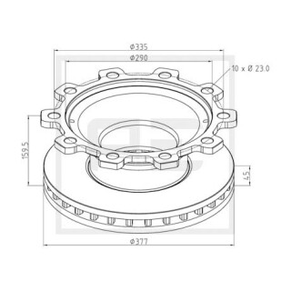 Bremsscheibe Ø 377 E1 90R-02 C0236/0021 passend für BPW