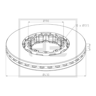 Bremsscheibe Ø 430 E1 90R-02 C0058/0002 passend für KÖGEL, SAF