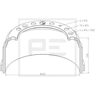 Bremstrommel Bremsengröße 420x160 passend für DAF