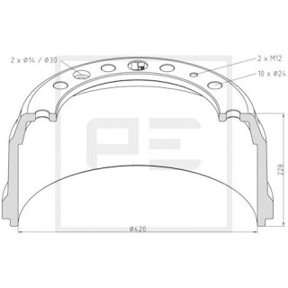 Bremstrommel Bremsengröße 420x160 passend für DAF