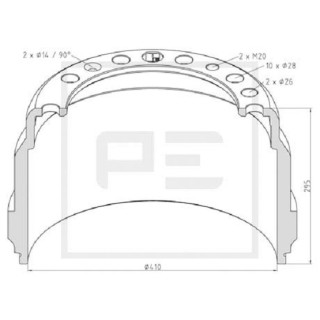 Bremstrommel Bremsengröße 410 x 200 passend für VOLVO