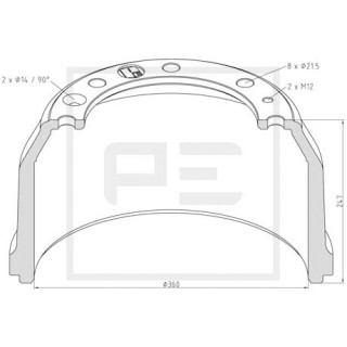 Bremstrommel Bremsengröße 360x160 passend für VOLVO