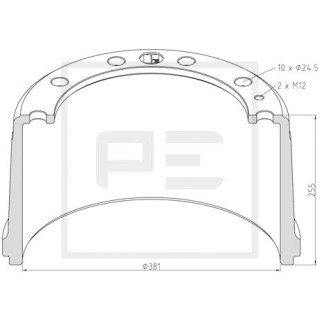 Bremstrommel Bremsengröße 381 x 220 passend für VOLVO