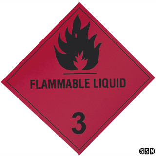 Gefahrzettel Klasse 3 Entzündbare Flüssigkeiten (mit Text) Aluminium Passend für Rahmen G 2101F, 201, 202/0.8