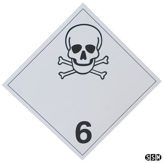 Gefahrzettel Klasse 6.1 Giftig (mit Text) Aluminium Passend für Rahmen G 2100F doppelseitig + Kantenschutz