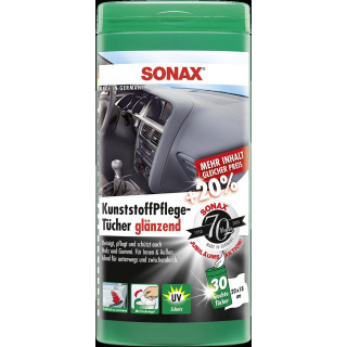 SONAX KunststoffPflegeTücher glänzend Box Jubiläumsaktion +20% 30 Stück