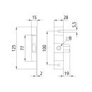 Zungenschloss 125 x 25 mm, verzinkt, beidseitig einsetzbar