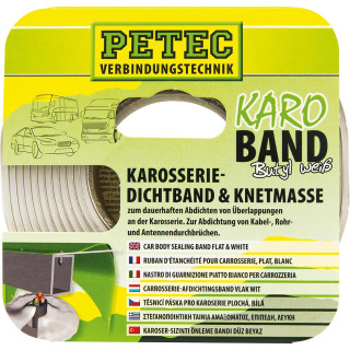 PETEC Karo - Band, Karosseriedichtband, Butyl, flach, weiß, 20 MM x 2 MM x 3 M, SB-Karte