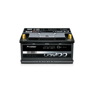Panther Lithiumbatterie LiFePO4 Serie LION100 12V, 100 Ah / 900 A, L x B x H 355 x 175 x 190 mm